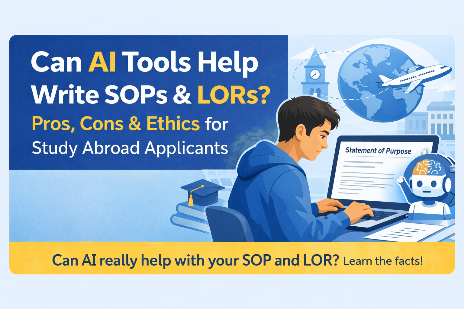 Can AI tools help write SOPs and LORs for study abroad applications illustration